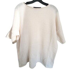 360 Cashmere Ivory Boat Neck Pullover Dolman Short Sleeve Sweater Size Medium